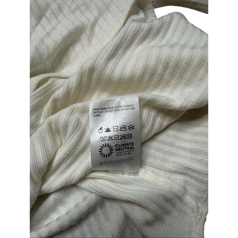 Reformation Petals Wrap Ribbed Knit Long Sleeve Top Blouse White Large - Picture 7 of 8